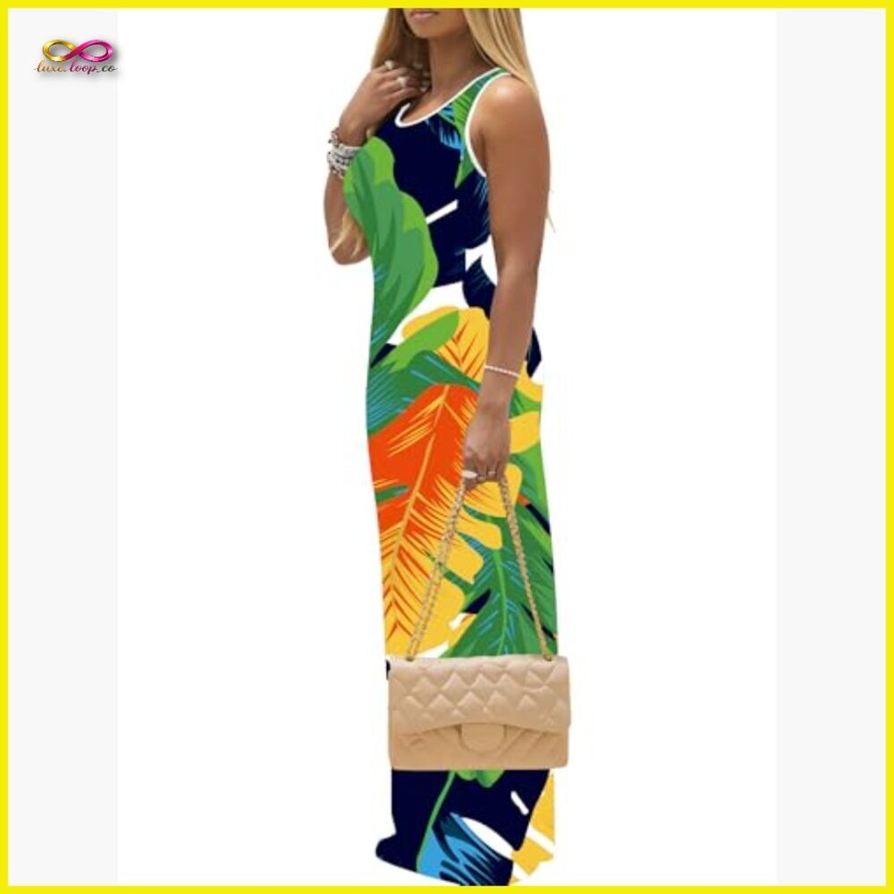 Maxi Dress Sleeveless Tank Casual Party Club Wear A-Line Summer - Picture 3 of 4